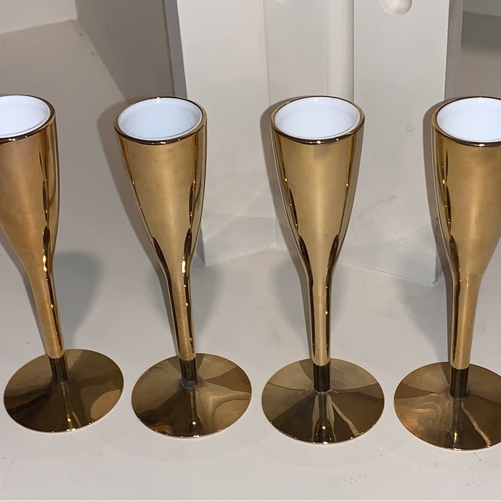 Arthur Salm AS Germany Gold Taper Candle Mid Century Lot of 4 candles 5” tall